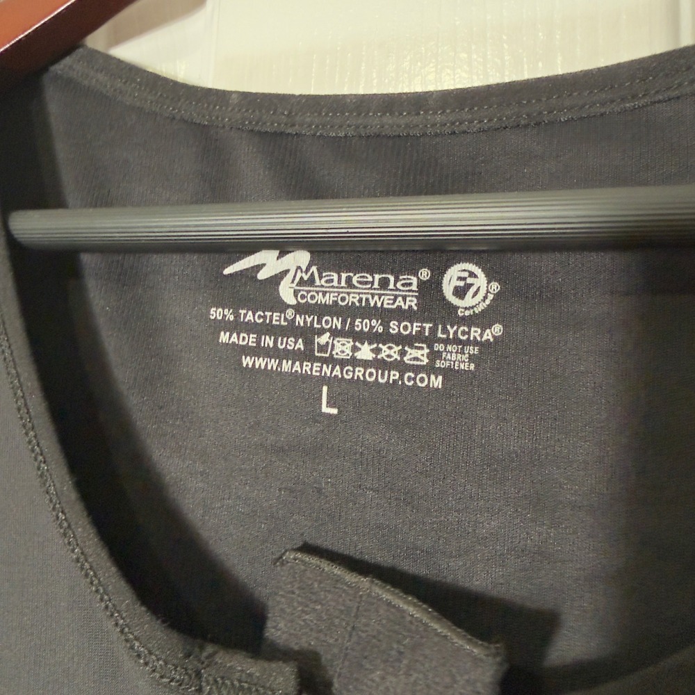 Marena Comfortwear Compression Top Zip Short Sleeve Black Women L Post Surgical - Picture 2 of 4